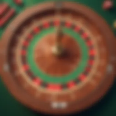 A dynamic view of a roulette wheel in action, capturing the thrill of the game.