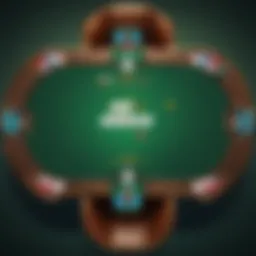 Illustration of a group of friends playing poker on a virtual table