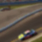 NASCAR racing action showcasing high-speed cars on the track