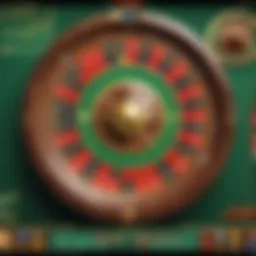 A vibrant depiction of the roulette wheel spinning