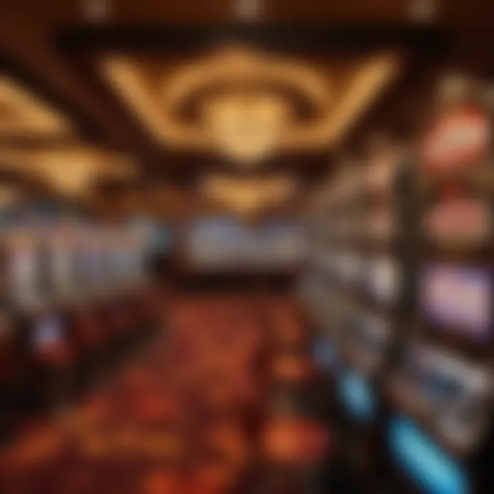 A panoramic view of a bustling Toronto casino floor filled with vibrant gaming options.