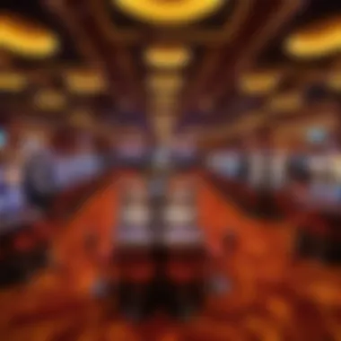 A panoramic view of a bustling casino floor filled with slot machines