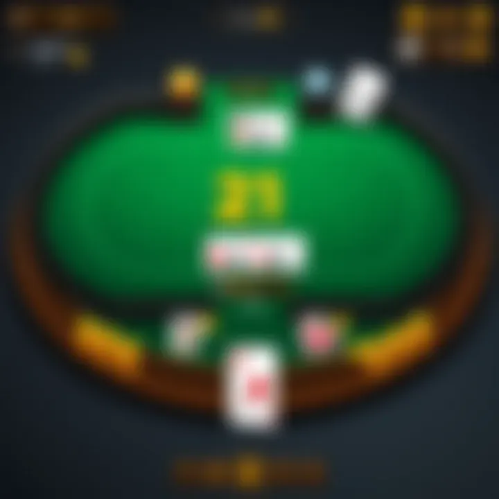 Visual representation of the 21 card game layout
