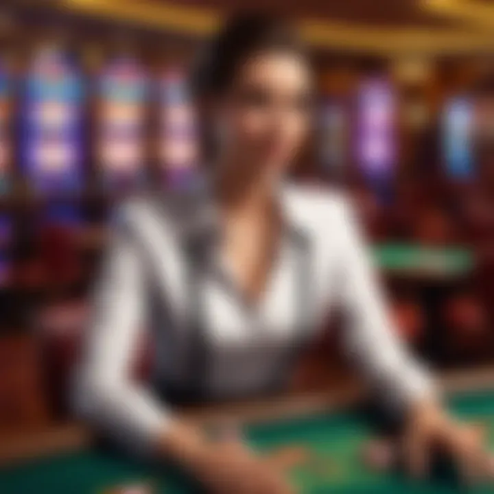 Elegant croupier at a casino table