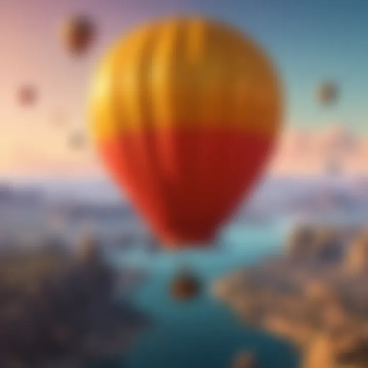 Colorful hot air balloons over Laughlin landscape