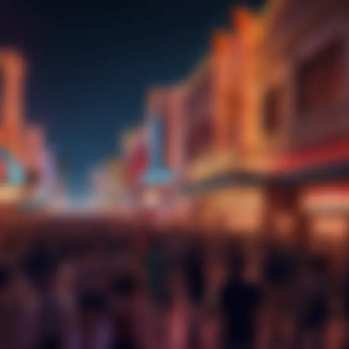 Crowd enjoying live music on Fremont Street at night