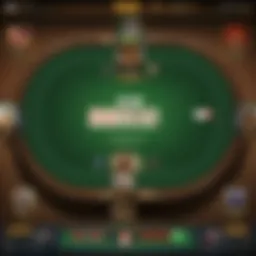 Virtual poker table showcasing an intense game of Texas Hold'em