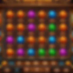 Virtual penny slot machine screen displaying vibrant symbols