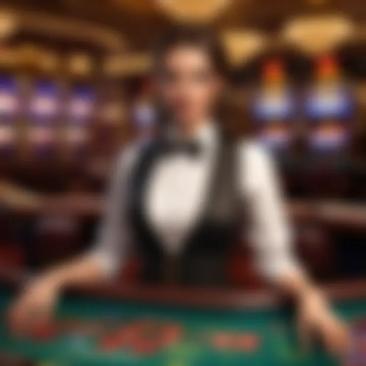 Elegant croupier at a luxurious Las Vegas casino