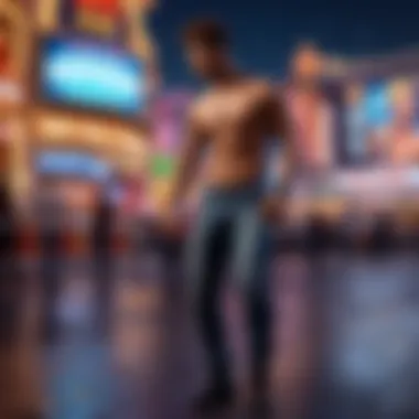 Silhouetted male dancer against a vibrant cityscape backdrop