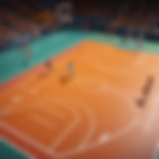 Basketball court showcasing online gambling interface