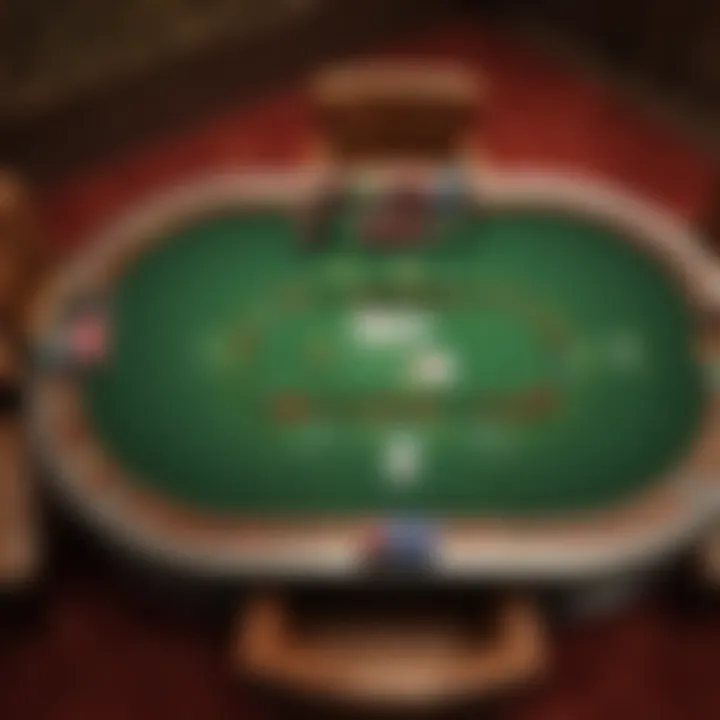 Virtual poker table showcasing online features