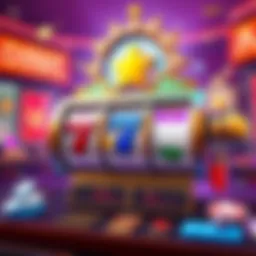 Illuminated slot machine in a casino