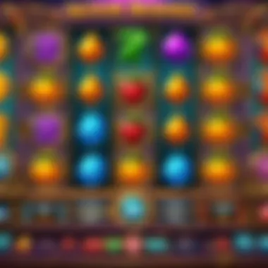 An intricate view of a vibrant slot machine interface highlighting bonus features.