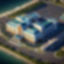 Aerial view of Waveland featuring its casinos and nearby beachfront.