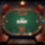 A captivating poker table scene showcasing various poker chips and cards in play.