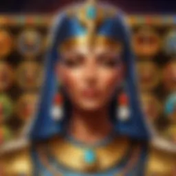 A close-up of the Mistress of Egypt slot machine interface showcasing vibrant graphics