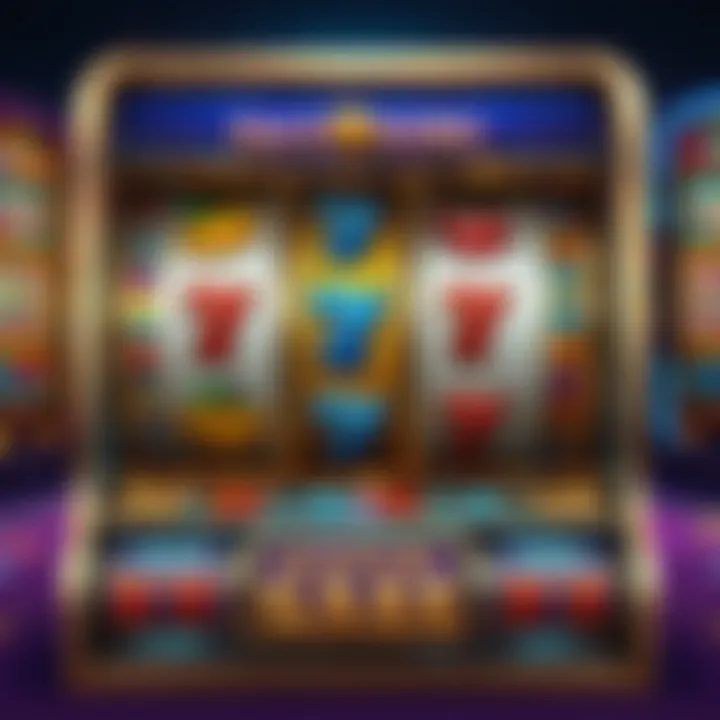 Illustration of a virtual slot machine with spinning reels