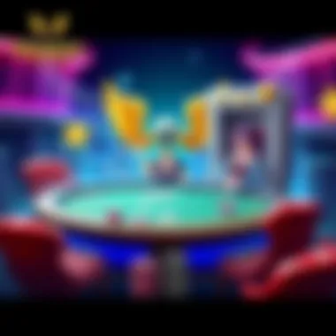 A dynamic poker table scene with focused players in the midst of a game.