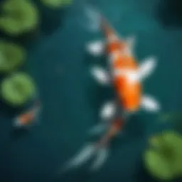 Japanese Koi Fish Swimming Gracefully