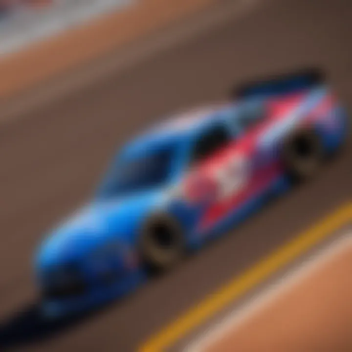 Sleek NASCAR race car speeding on Las Vegas track