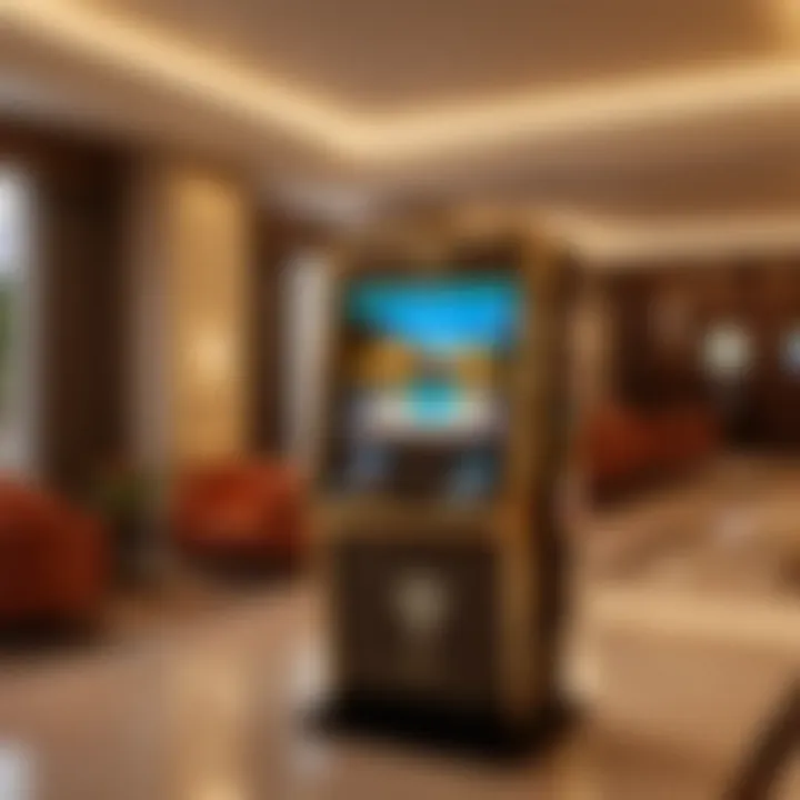 Luxurious hotel room with integrated self check-in kiosk