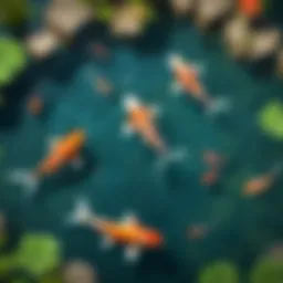 Majestic Koi Fish Swimming in Pond