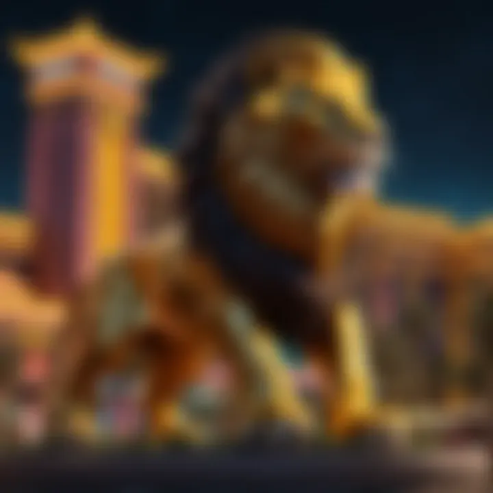 Majestic Lion Statue Illuminated against Night Sky