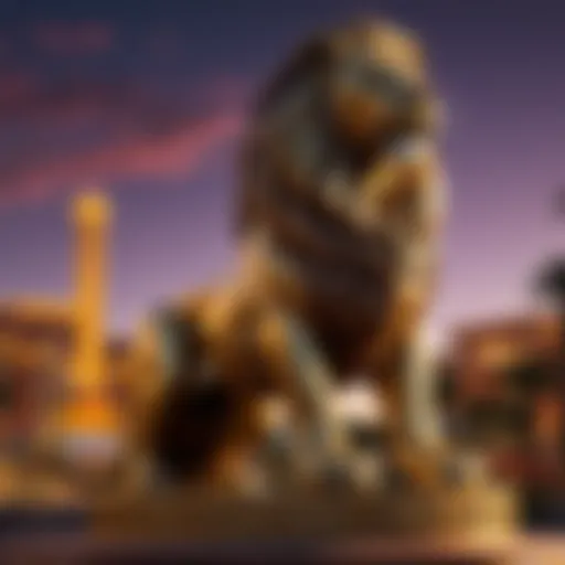 Majestic Lion Statue outside MGM Grand at Dusk