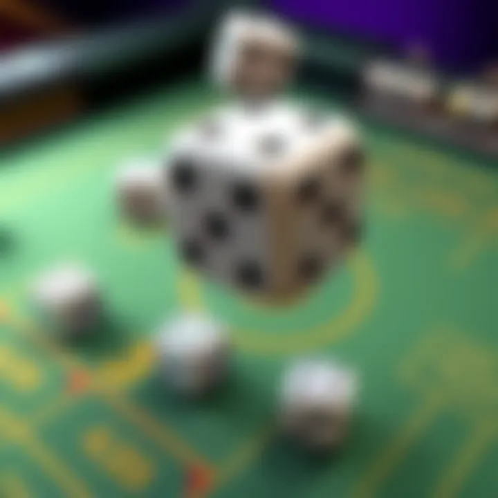 A digital representation of a player throwing dice in an online setting