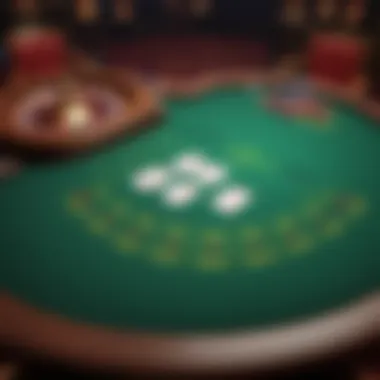 Elegant blackjack table with cards in motion