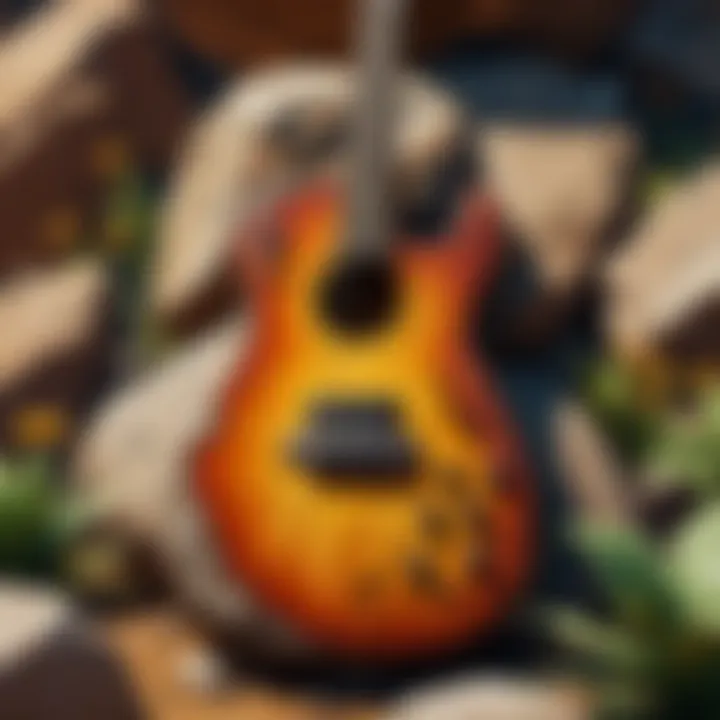 Close-up of the natural rock formation resembling a guitar