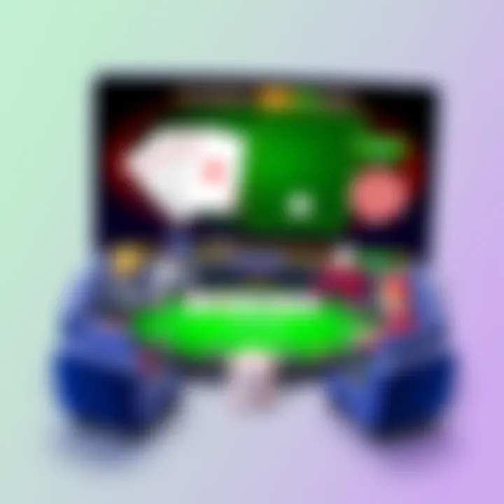 Various online poker platforms displayed on a laptop
