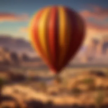 Hot air balloon drifting peacefully over the Nevada desert