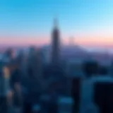 The Iconic Skyline of New York City A panoramic view of New York City with a focus on the skyline.