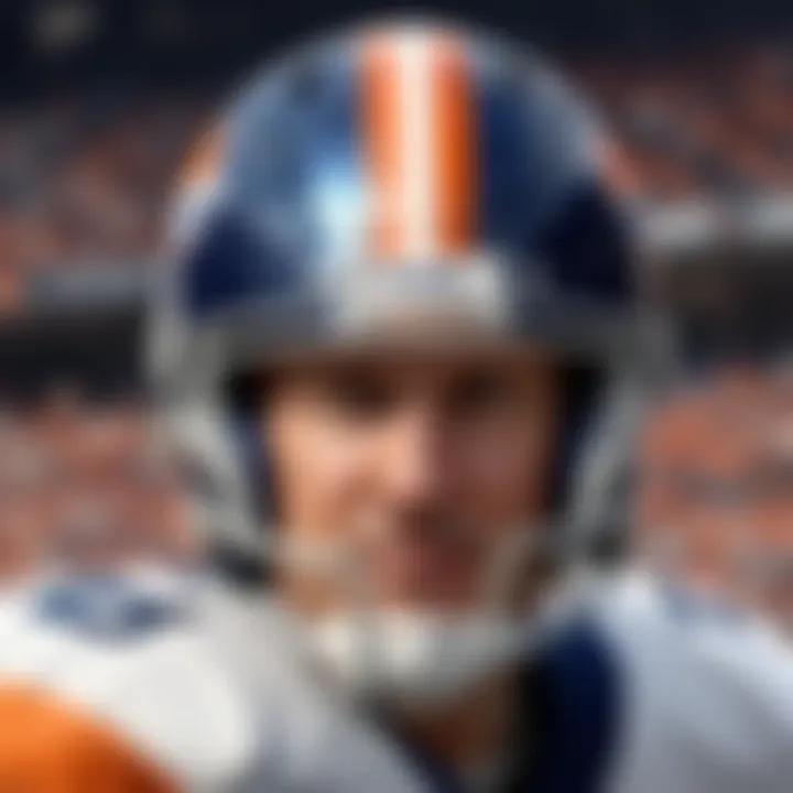 Peyton Manning with a football helmet