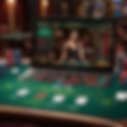 A virtual blackjack table showcasing live dealer interaction