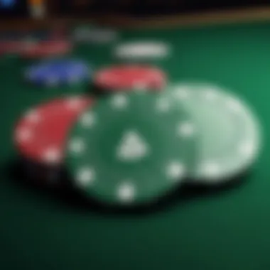 A close-up of poker chips and a winning hand