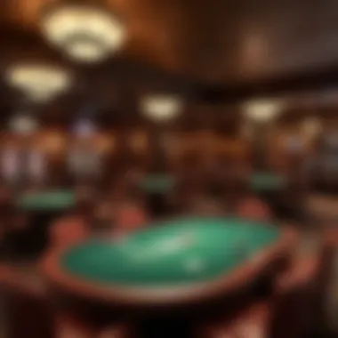 A scenic view of a poker room bustling with players immersed in their games