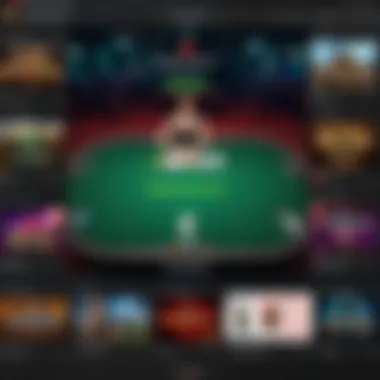 Illustration depicting various poker game types available on the app