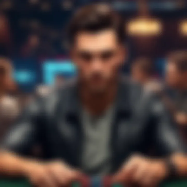 Close-up of a strategic poker player's intense gaze