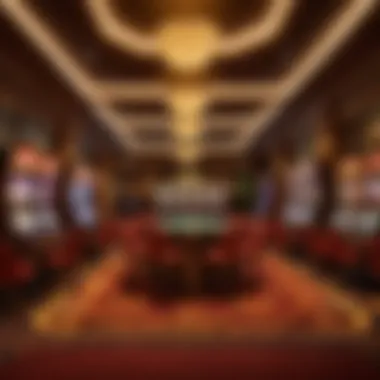 A luxurious casino interior showcasing gaming tables and slot machines