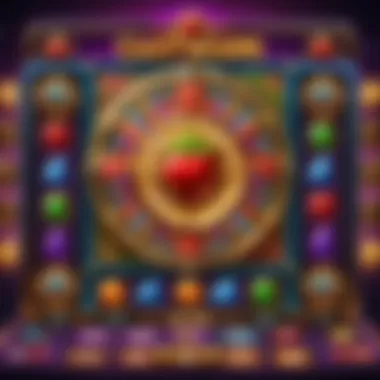 Visual depiction of virtual slot machine reels spinning