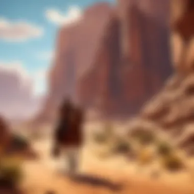 Cowboy Riding Through Desert Canyon