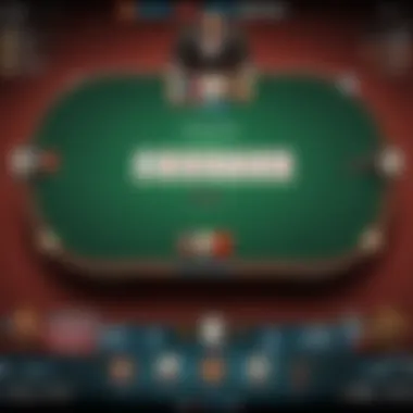 Exciting moment of showdown in virtual poker game